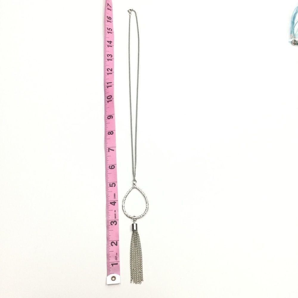 ‎Silver Chain Necklace, Pounded Silver Drop, Tassel - Picture 9 of 9